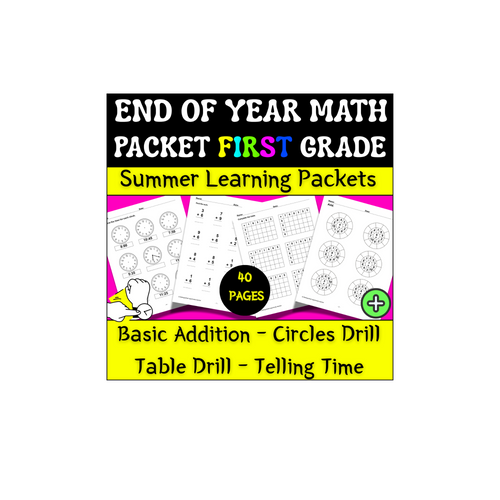 1st Grade End of the Year Math Packet | No Prep Worksheets & Summer Review